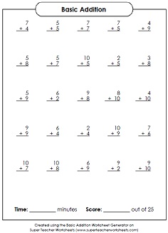 Basic Math Worksheet Generators