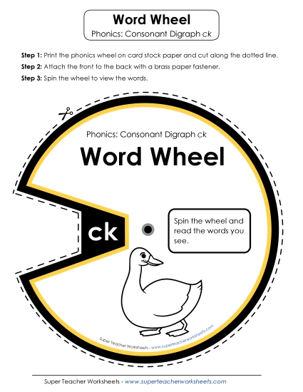 Consonant Digraphs - -ck Word Wheel Consonant Digraphs - -ck Word Wheel