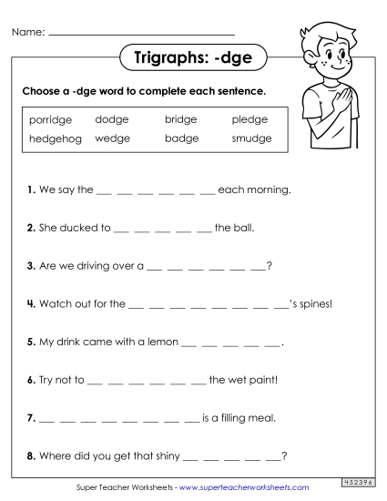 Worksheets - -dge Sentences