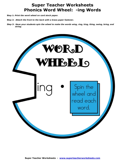 Flashcards and Word Wheels - -ing Word Wheel Flashcards and Word Wheels - -ing Word Wheel