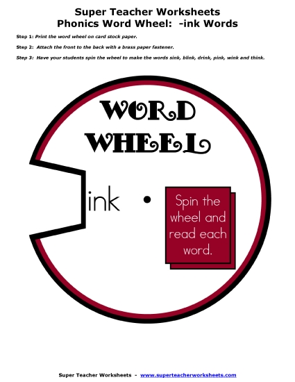 Flashcards and Word Wheels - -ink Word Wheel