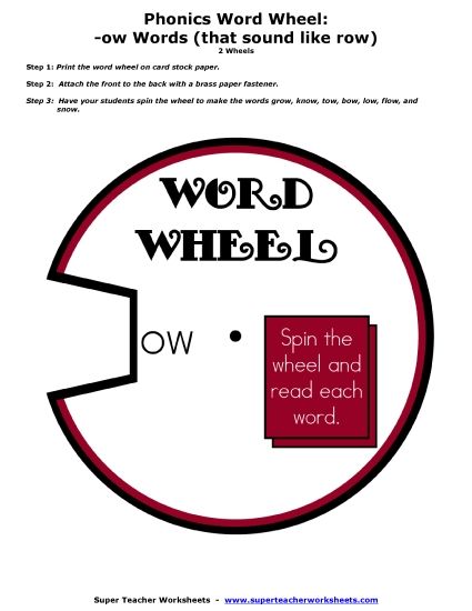 Worksheets - -ow Word Wheel #1