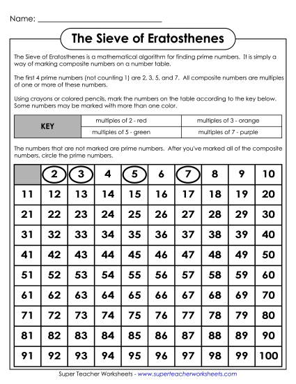 Prime Numbers -  Sieve of Eratosthenes