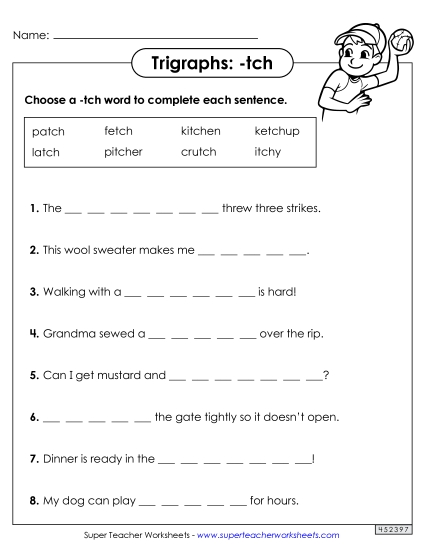Worksheets - -tch Sentences