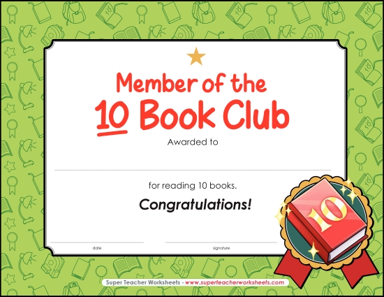 Reading & Writing Awards - 10 Book Award Reading & Writing Awards - 10 Book Award