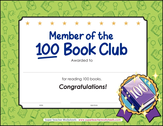 Reading & Writing Awards - 100 Book Award Reading & Writing Awards - 100 Book Award