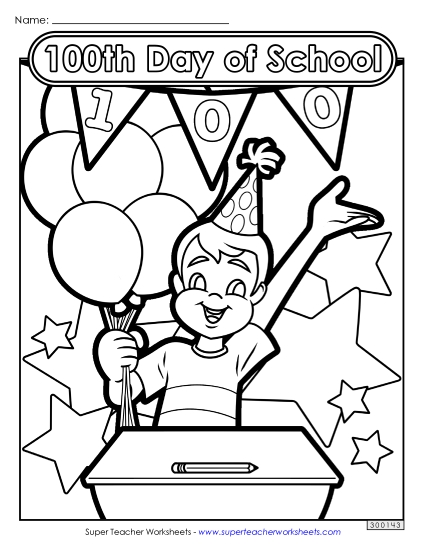 Activities & Worksheets - 100th Day Boy Coloring Page Activities & Worksheets - 100th Day Boy Coloring Page