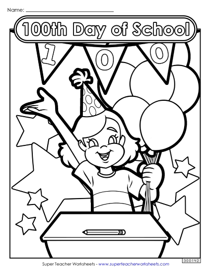 Activities & Worksheets - 100th Day Girl Coloring Page