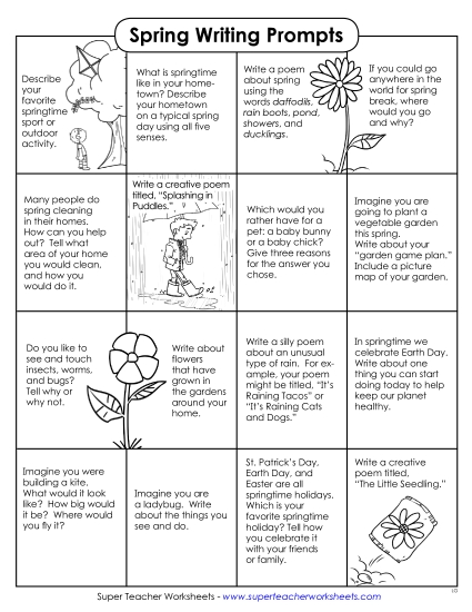 Writing - 16 Spring Writing Prompts