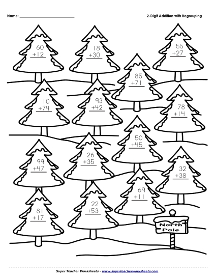 Christmas Addition - 2-Digit Addition Christmas Trees (With Regrouping) Christmas Addition - 2-Digit Addition Christmas Trees (With Regrouping)