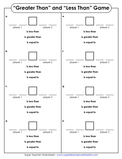 Comparing Numbers - 2-Digit Place Value Game Comparing Numbers - 2-Digit Place Value Game