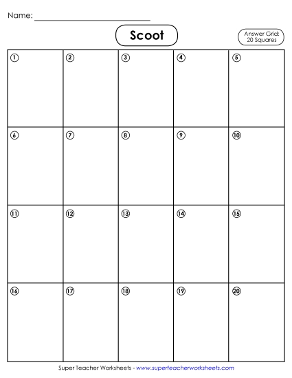 Templates - 20-Square Student Answer Grid Templates - 20-Square Student Answer Grid