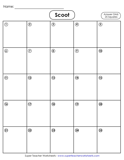 Templates - 25-Square Answer Grid