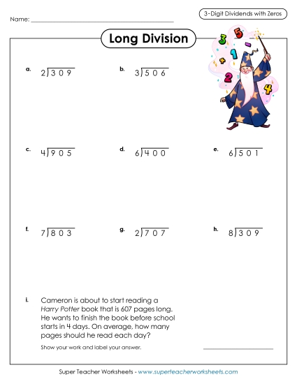 Quotients with Zero - 3-Digit Dividends including Zeroes Quotients with Zero - 3-Digit Dividends including Zeroes