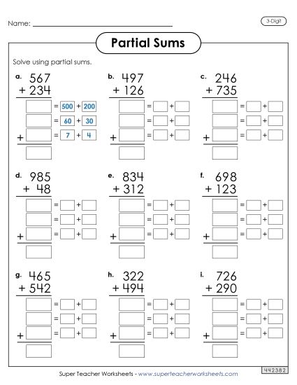 3-Digit Addition - 3-Digit Partial Sums Adding Activity 3-Digit Addition - 3-Digit Partial Sums Adding Activity