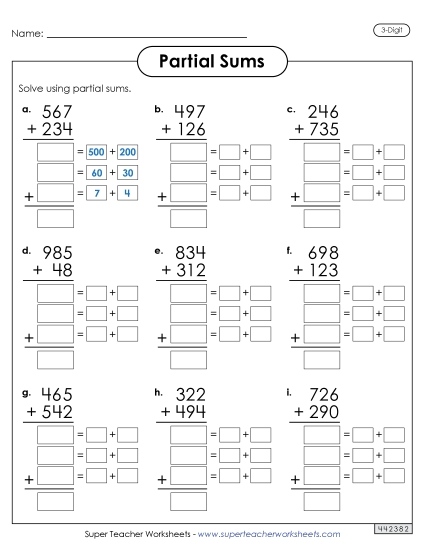 3-Digit Addition - 3-Digit Partial Sums Addition 3-Digit Addition - 3-Digit Partial Sums Addition