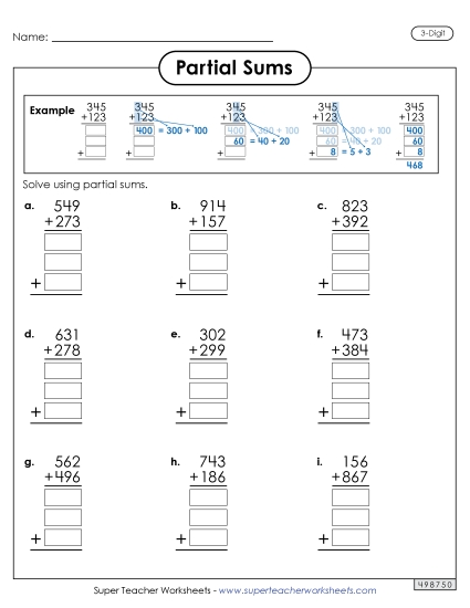 Partial Sums - 3-Digit Partial Sums Addition (with Example) Partial Sums - 3-Digit Partial Sums Addition (with Example)