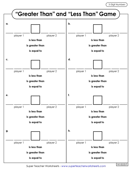 Comparing Numbers - 3-Digit Place Value Dice Game