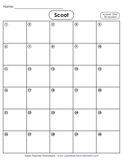 Templates - 30-Square Student Answer Grid Templates - 30-Square Student Answer Grid