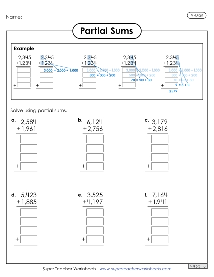 Partial Sums - 4-Digit Partial Sums Addition (with Example) Partial Sums - 4-Digit Partial Sums Addition (with Example)