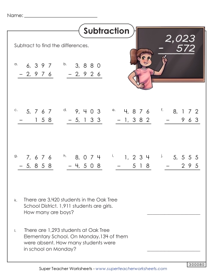 4-Digit Subtraction - 4-Digit Subtraction