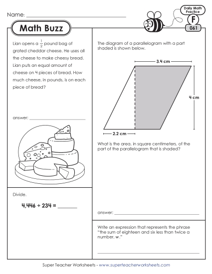 Math - 6th Grade Math Buzz: Week 13 Worksheets 61 through 65 (Printable PDF Worksheet)