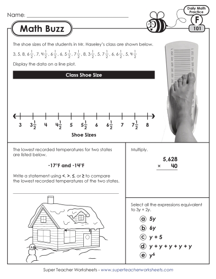 6th Grade Math Buzz: Week 21: Worksheets 101 through 105 Printable ...