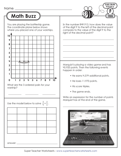 Math - 6th Grade Math Buzz Week 6: Worksheets 26 through 30 (Printable PDF Worksheet)