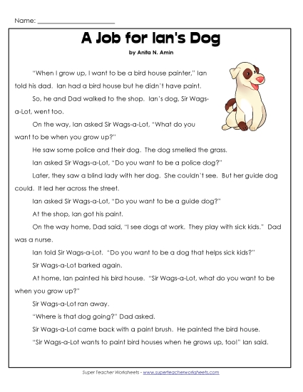 Ian and Sir Wags-a-Lot Stories (Fiction) - A Job for Ian's Dog