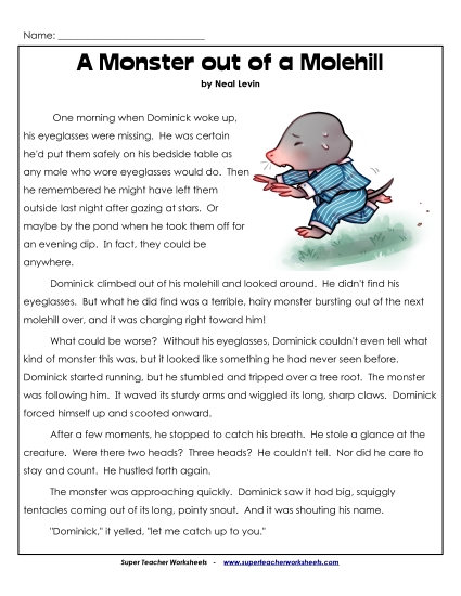 Fiction Stories - A Monster out of a Molehill (Fiction)