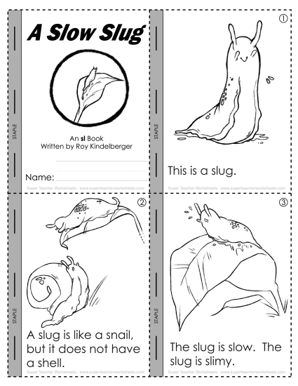 Cut and Glue Activities - A Slow Slug (Mini-Book)