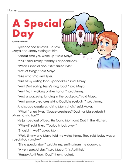 Reading Comprehension - A Special Day (Fiction) Reading Comprehension - A Special Day (Fiction)