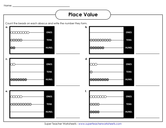 Place Value - Abacus Place Value (3 Digit)