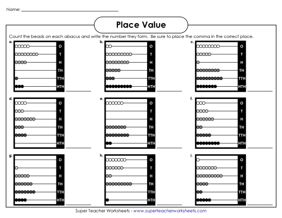 Place Value - Abacus Place Value (6-Digit)