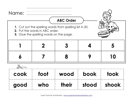 ABC Order - ABC Order: Cut and Glue (A-20) ABC Order - ABC Order: Cut and Glue (A-20)
