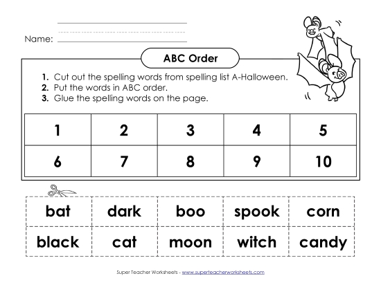 ABC Order - ABC Order: Cut and Glue (A-Halloween) 