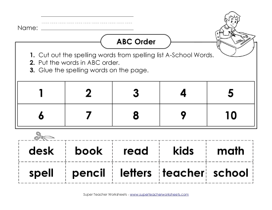 ABC Order - ABC Order: Cut and Glue (A-School Words) ABC Order - ABC Order: Cut and Glue (A-School Words)