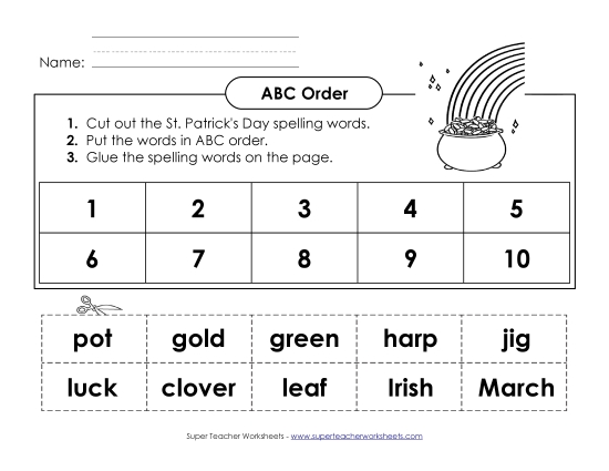 ABC Order - ABC Order: Cut and Glue (A-St. Patrick's Day) 