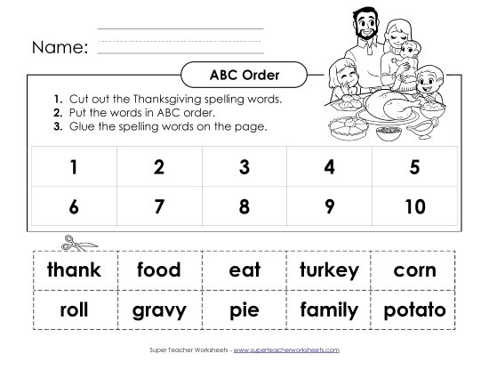 ABC Order - ABC Order: Cut and Glue (A-Thanksgiving) ABC Order - ABC Order: Cut and Glue (A-Thanksgiving)