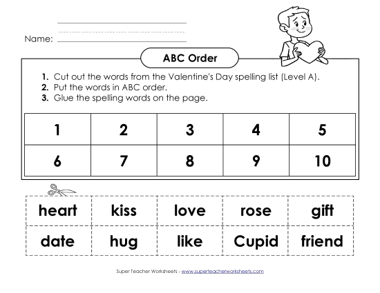 ABC Order - ABC Order: Cut and Glue (A-Valentine's Day) 