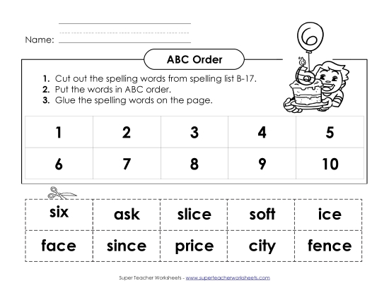 ABC Order - ABC Order: Cut and Glue (B-17) ABC Order - ABC Order: Cut and Glue (B-17)