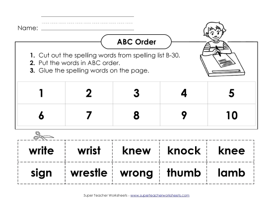 ABC Order - ABC Order: Cut and Glue (B-30) ABC Order - ABC Order: Cut and Glue (B-30)