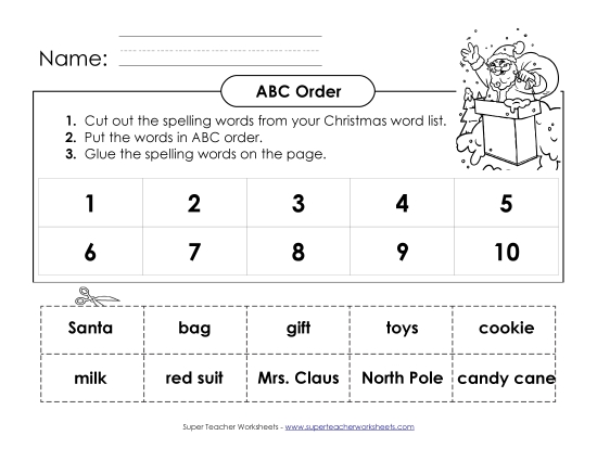 ABC Order - ABC Order: Cut and Glue (B-Christmas) 