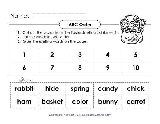 ABC Order - ABC Order: Cut and Glue (B-Easter) ABC Order - ABC Order: Cut and Glue (B-Easter)