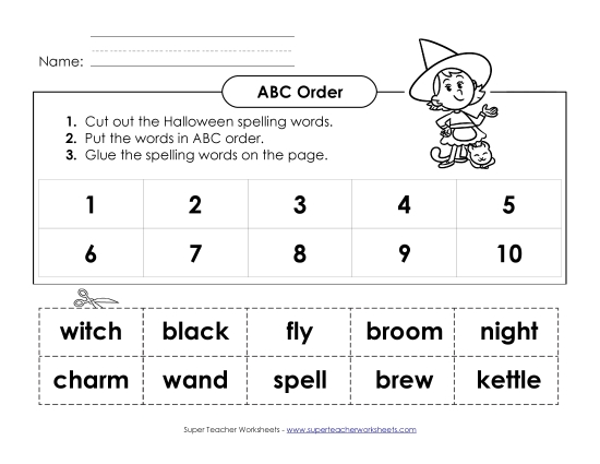 ABC Order Activities - ABC Order: Cut and Glue (B-Halloween) 