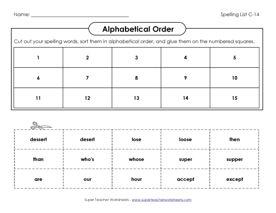 Alphabetical Order - ABC Order: Cut and Glue (C-14) 
