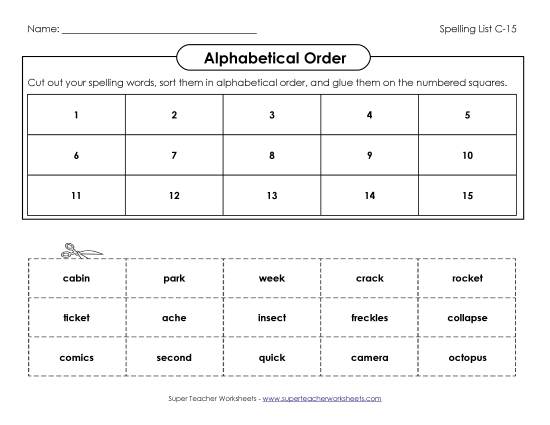 Alphabetical Order - ABC Order: Cut and Glue (C-15) Alphabetical Order - ABC Order: Cut and Glue (C-15)