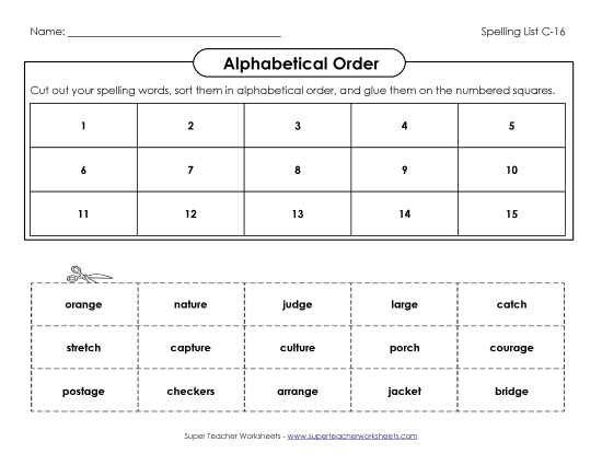Alphabetical Order - ABC Order: Cut and Glue (C-16) 