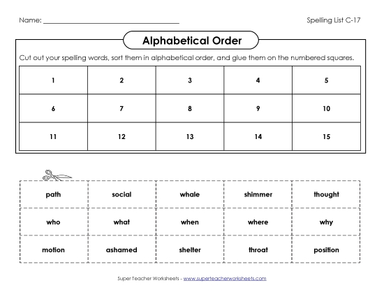 Alphabetical Order - ABC Order: Cut-and-Glue (C-17)