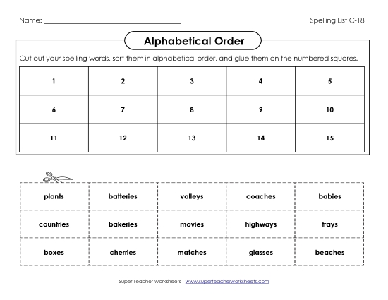 Alphabetical Order - ABC Order: Cut and Glue (C-18)